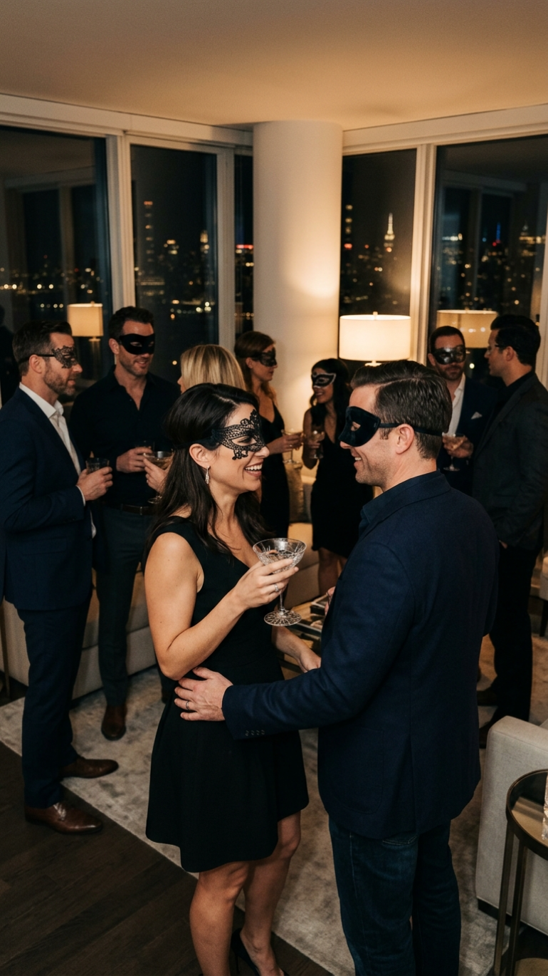 Private evening gathering with New York skyline views